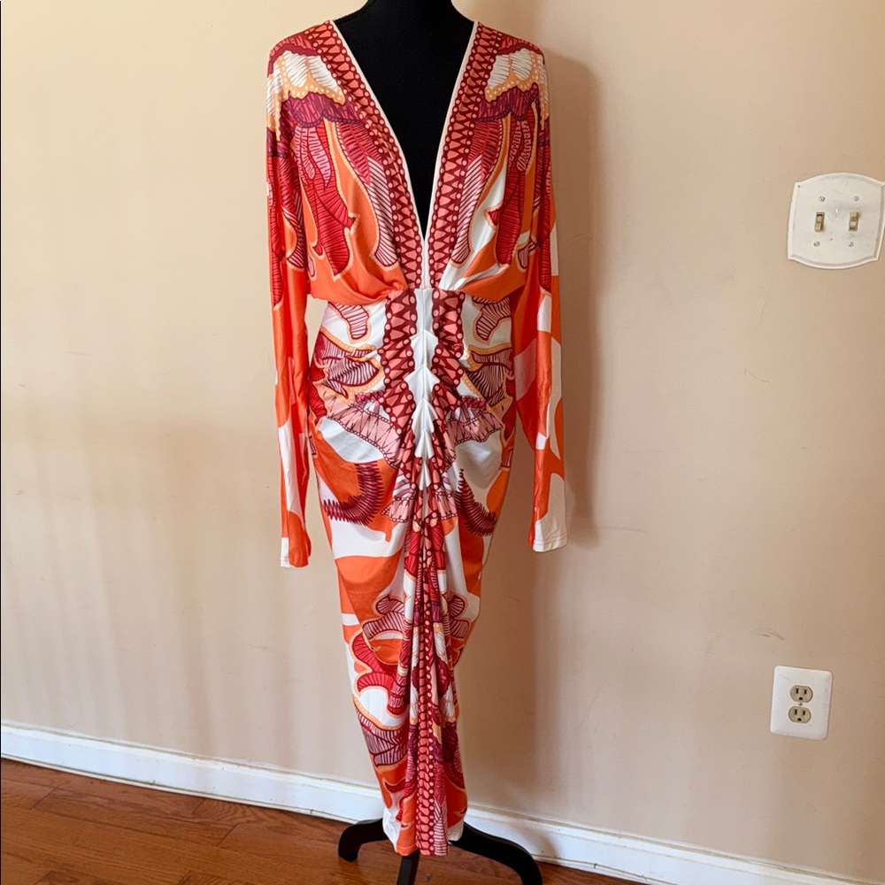 Elegant Orange and White Women's Dress